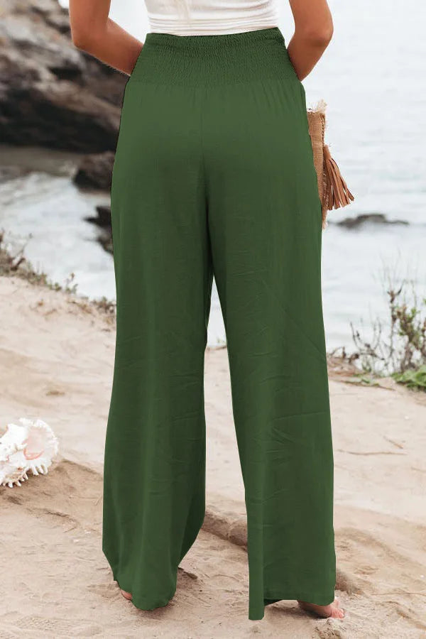 Pantalon ample décontracté pour femme, taille mi-haute avec cordon de serrage, style européen et américain, idéal pour la plage au printemps et en été