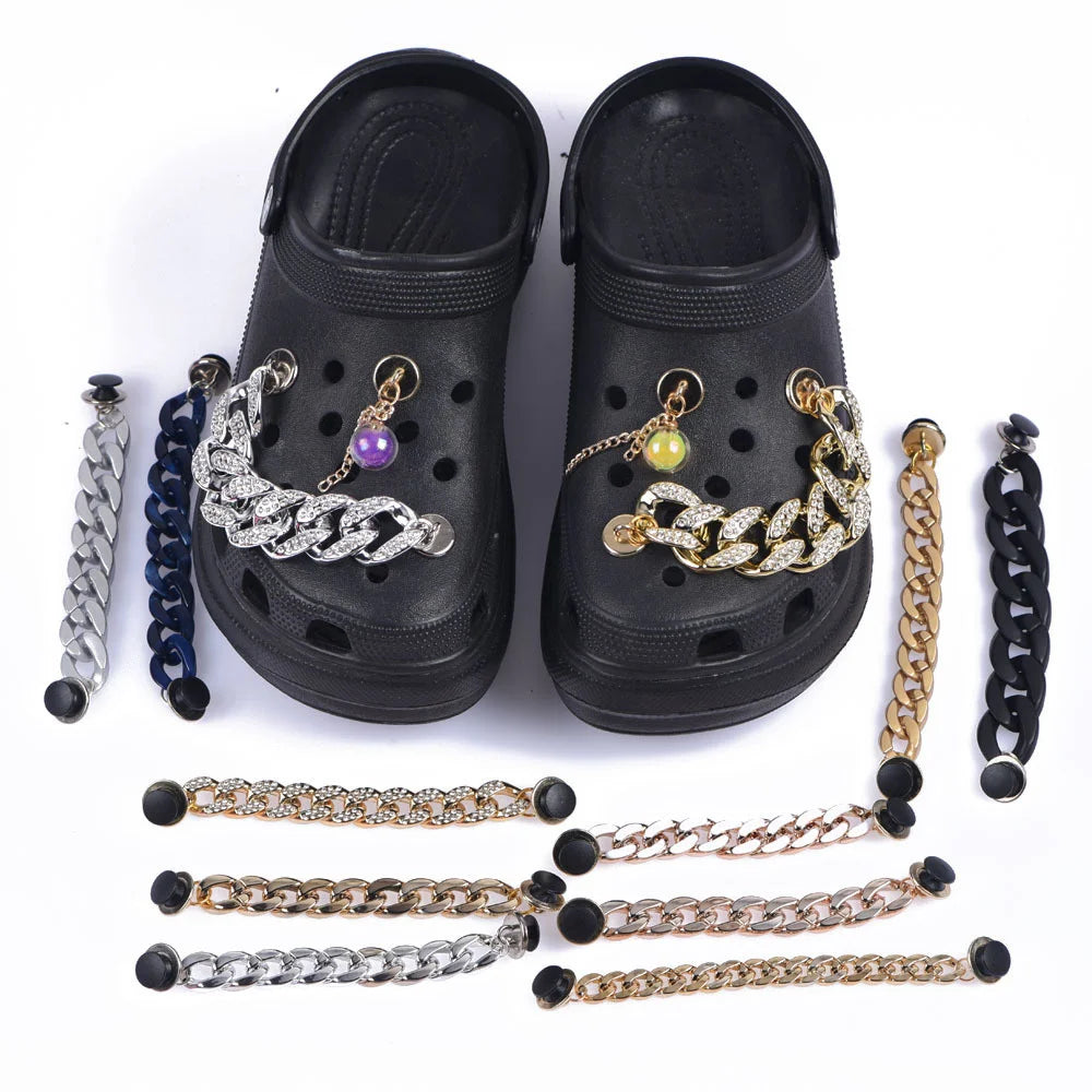 Bling Shoe Chains – Metal Shoe Charms & Sparkling Shoe Decorations for Girls & Women, Fashion Footwear Accessories & Gifts