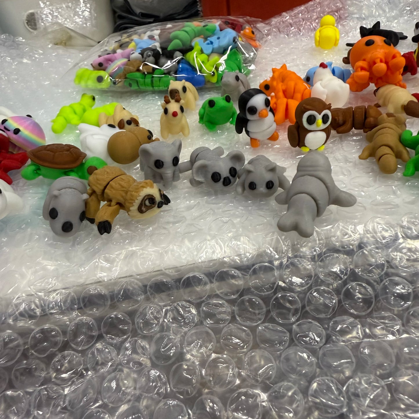 10/50 unidades de figuras de mini animales impresas en 3D – Modelos de simulación de dibujos animados móviles, juguetes coleccionables bonitos, decoración de escritorio y set de regalo de cumpleaños