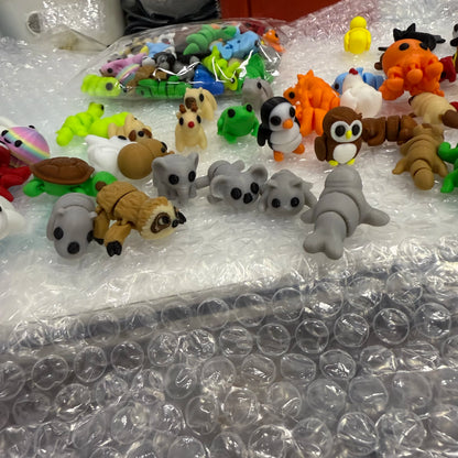 10/50 unidades de figuras de mini animales impresas en 3D – Modelos de simulación de dibujos animados móviles, juguetes coleccionables bonitos, decoración de escritorio y set de regalo de cumpleaños