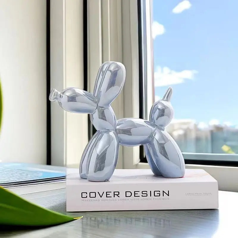 Sculpture de Chien Ballon en Céramique Nordique – Figurine Décorative Moderne pour Maison, Bureau et Étagère