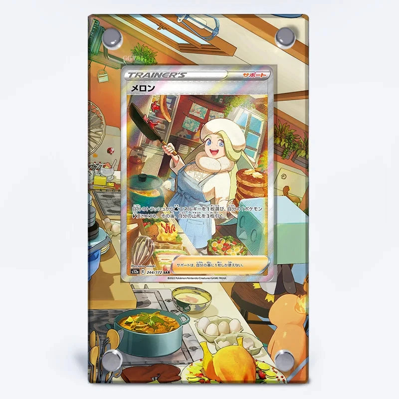 Expositor de metacrilato para cartas Pokémon – Psyduck, Bulbasaur, Mewtwo, Charmander y soporte protector para cartas de personajes