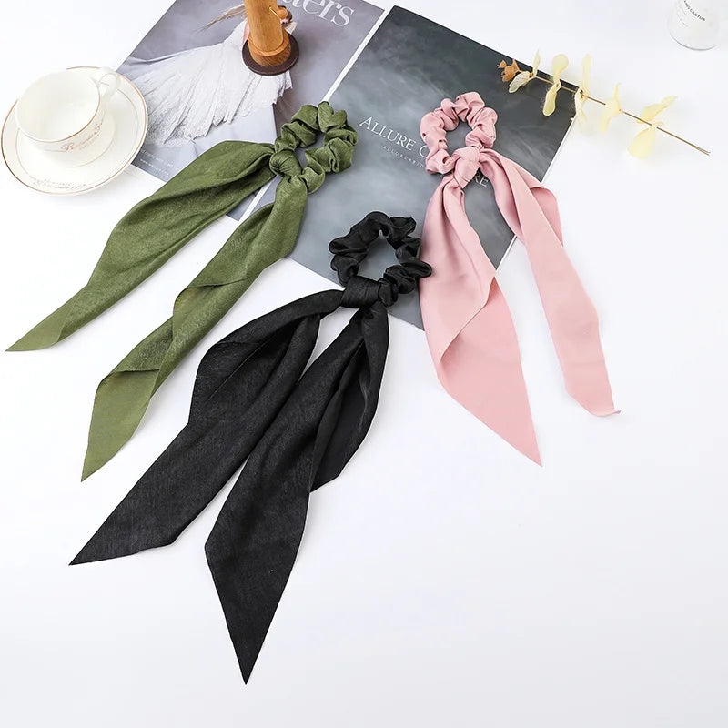 Korean Dots Scrunchie Hair Tie – Long Scarf Ponytail Elastic Hair Band for Women | Sweet Fashion Hair Accessories