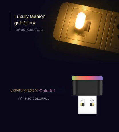 Mini USB LED Luz Ambiental Interior para Coche – Lámpara de Ambiente de Neón Plug & Play y Luz de Emergencia