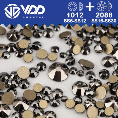 VDD Piedras Preciosas de Cristal Doradas de Fondo Plano – 2088 Cristales de Strass para Arte de Uñas, Manualidades y Decoraciones DIY