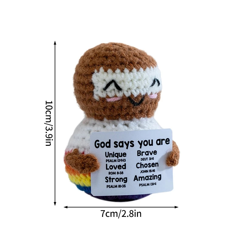 Poupée à énergie positive tissée à la main – Figurine en crochet de légumes et d'animaux avec carte de câlins, cadeau de festival fait à la main et artisanat de décoration intérieure créatif