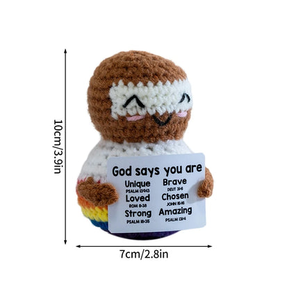 Poupée à énergie positive tissée à la main – Figurine en crochet de légumes et d'animaux avec carte de câlins, cadeau de festival fait à la main et artisanat de décoration intérieure créatif
