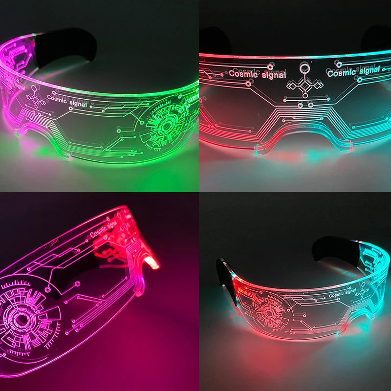 Gafas LED ciberpunk luminosas – Gafas futuristas con luz para cosplay, raves y fiestas de Halloween