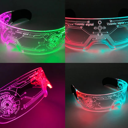 Gafas LED ciberpunk luminosas – Gafas futuristas con luz para cosplay, raves y fiestas de Halloween