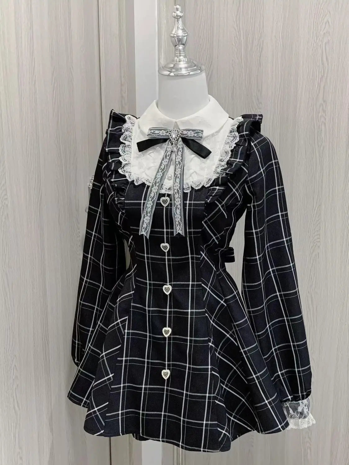 Vestido japonés Sweet Lolita Kawaii para mujer 2025, estampado de primavera, lazo, vestido falso de dos piezas, estilo coreano, ropa de fiesta