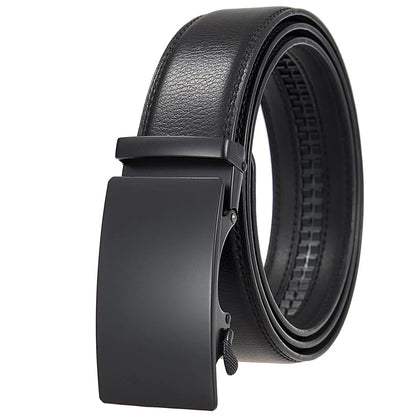 Men's 3.5cm Alloy Automatic Buckle Belt – Durable PU Leather Waist Belt, High-End Fashion Business Strap for Casual & Formal Wear