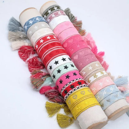 Pulsera de estrella bordada bohemia – Correa de muñeca tejida a mano con borlas para mujer | Regalo de joyería de moda étnica