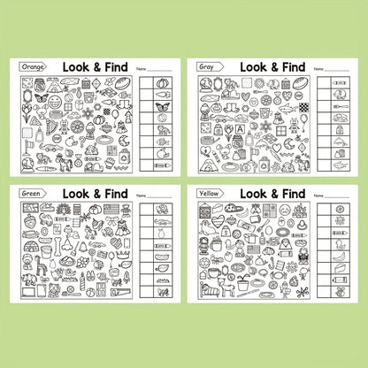 Livre d'activités interactif de cherche-et-trouve à colorier – Livre de puzzles d'objets cachés pour enfants avec des jeux de cherche-et-trouve, des exercices d'association, des pages de coloriage créatives et des activités d'apprentissage éducatives