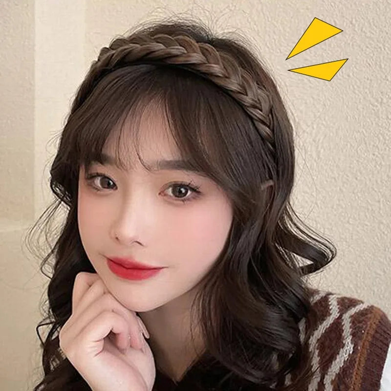 Diadema Bohemio Trenzado Sintético para Mujer Banda de Pelo Elástica para Fiestas y Cosplay