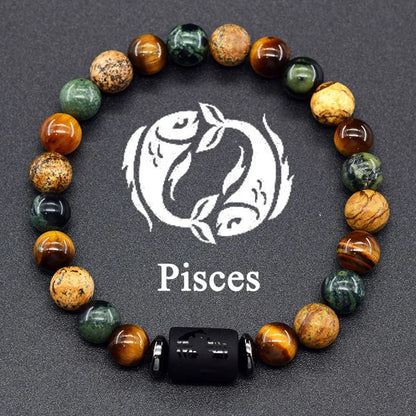 Pulsera de constelación de 12 signos del zodiaco – Brazalete con dije de astrología para hombres y mujeres | Regalo de joyería de amistad Aries, Virgo, Leo y Libra