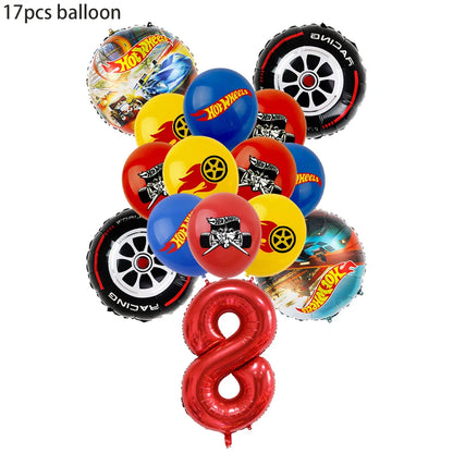 Happy Wheels Racing Party Tableware Set – Racing-Themed Paper Cups, Plates & Banner Decorations with Party Favors for Boys' Birthdays