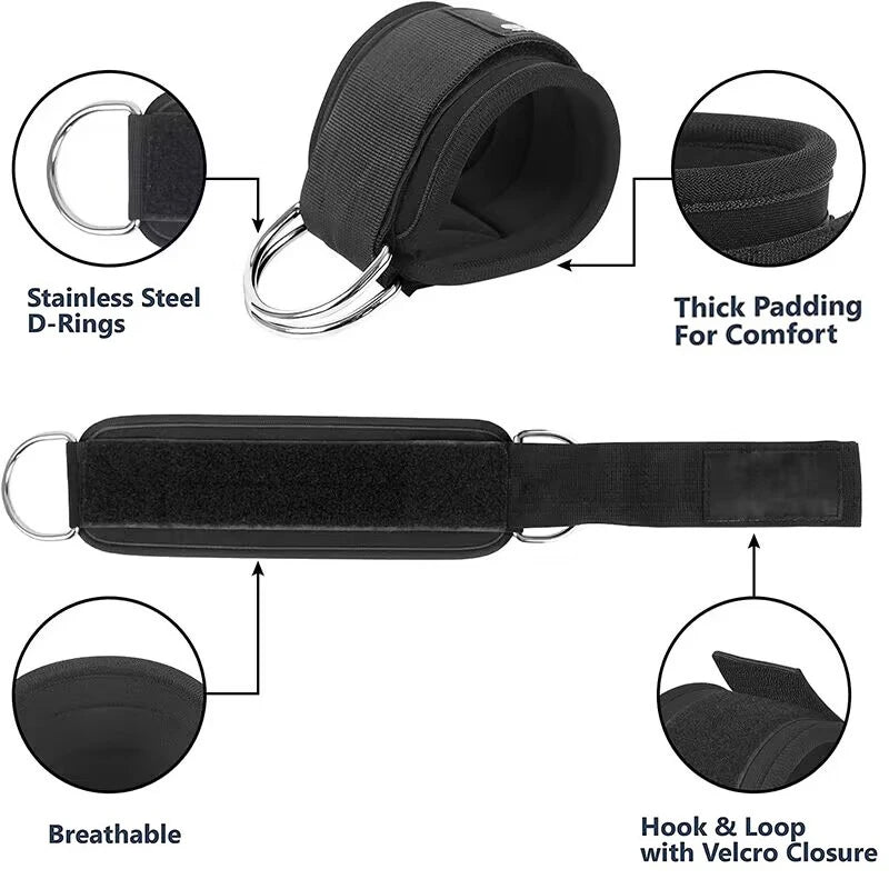 Juego de bandas de resistencia con tobilleras – Bandas elásticas de fitness con accesorios de tobillo para gimnasio, yoga, entrenamiento de fuerza y ejercicio en casa