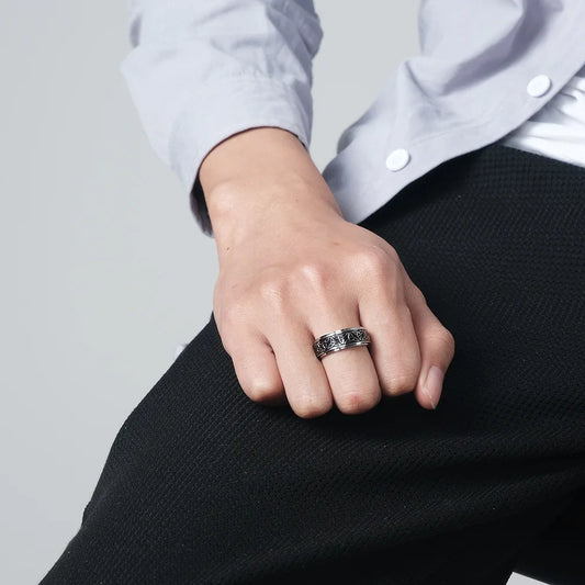 Anillo giratorio con nudo celta rúnico vikingo – Anillo gir giratorio de acero inoxidable para hombres | Regalo de joyería antiestrés para la ansiedad