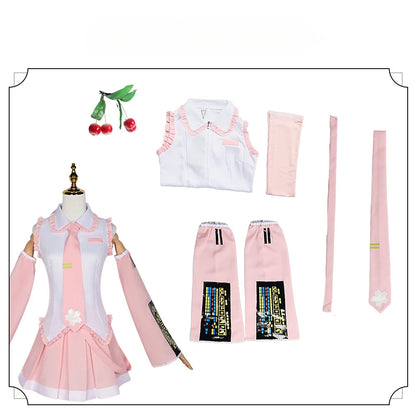 Pink Cosplay Costume Performance Suit – Miku Regular Version with Wig (Girls Spring Sakura Cherry Anime Outfit)