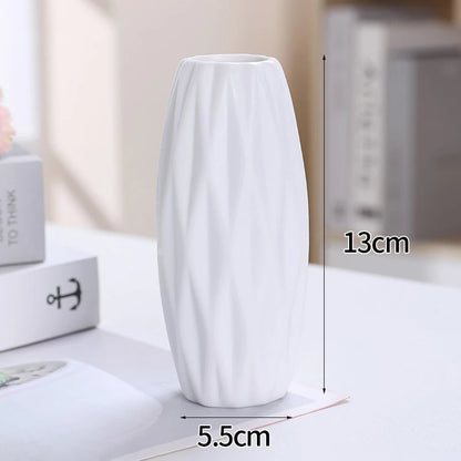 Florero Nórdico de Cerámica Blanca – Jarrón Decorativo Moderno para Sala de Estar, Decoración del Hogar y Escritorio