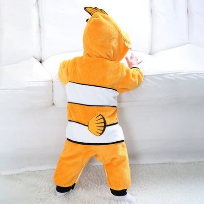 Nemo Baby Romper Onesie – Cute Hooded Cartoon Pajamas & Cosplay Costume for Newborn Boys & Girls