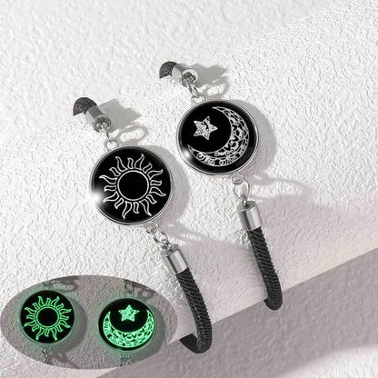 Luminous Sun & Moon Couple Bracelets – Handmade Braided Rope Matching Charm Bracelets for Men & Women | Romantic Jewelry Gift