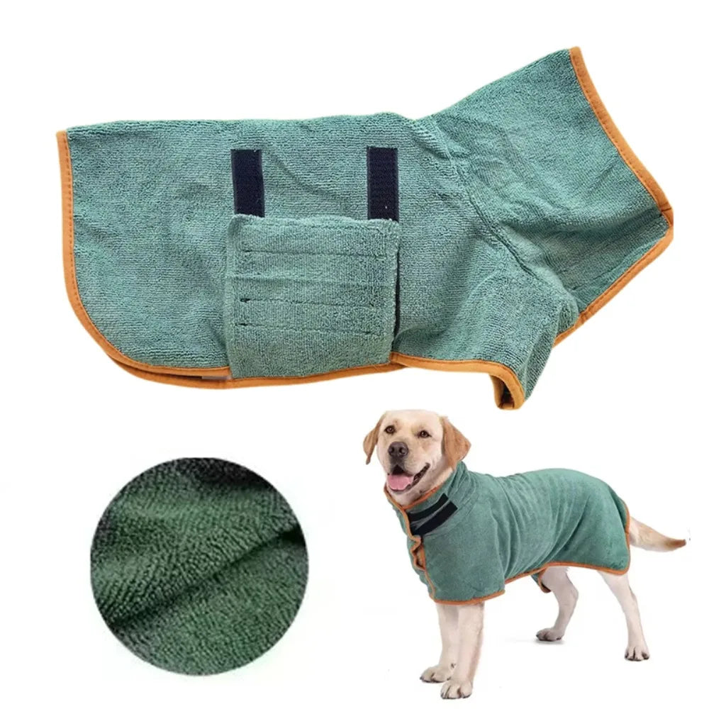 Dog Bathrobe Towel – Super Absorbent Quick-Dry Pet Bath Towel for Small & Large Dogs, Soft Bathing Robe for Dogs & Cats