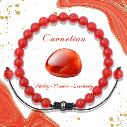 Bracelet perles de tourmaline noire naturelle – Bracelet ajustable tressé en corde avec carte cadeau pour hommes et femmes