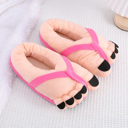 Winter Cotton Slippers for Men and Women, Funny Couple House Slides, Soft Warm Plush Indoor Slippers for Home, Cozy Oversized Feet Slippers for Cold Weather