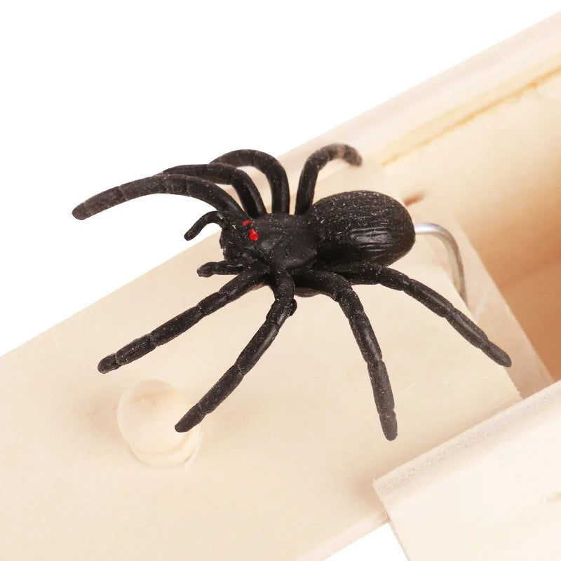 Juguete de Broma Araña con Caja de Madera – Regalo Realista de Halloween para Niños, Casas Embrujadas y Recuerdos de Fiesta