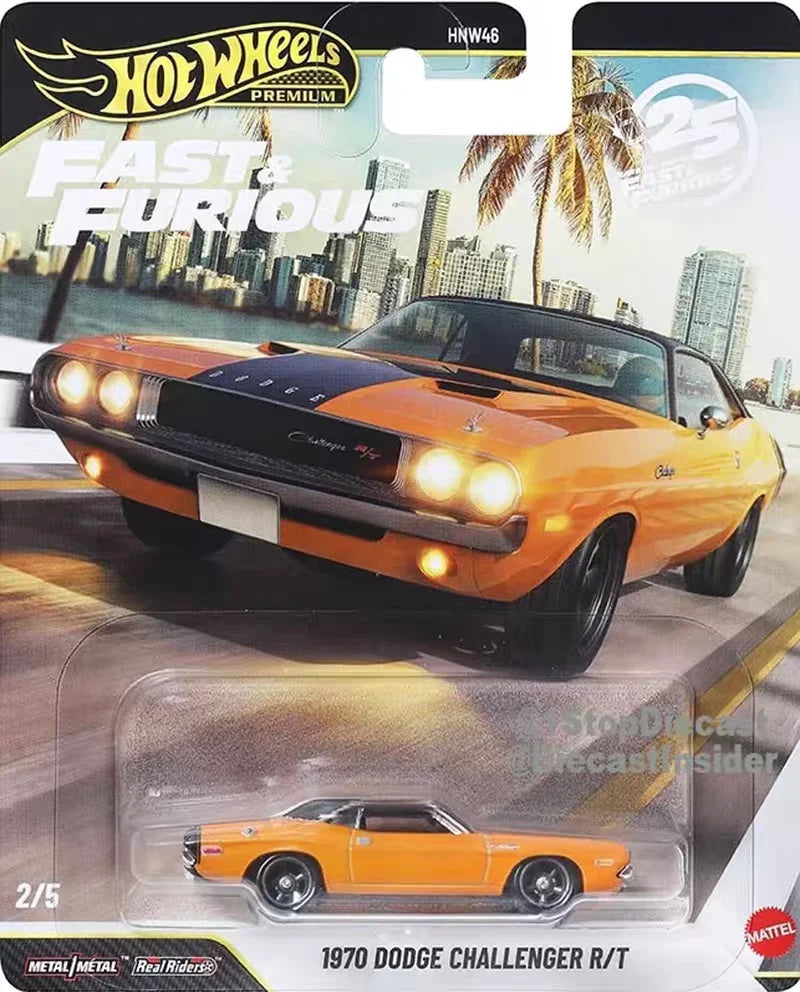 Hot Wheels Fast & Furious Dodge Charger R/T de 1970 1:64 Coche Premium de Fundición – Modelo de Aleación Coleccionable Caso Q Regalo