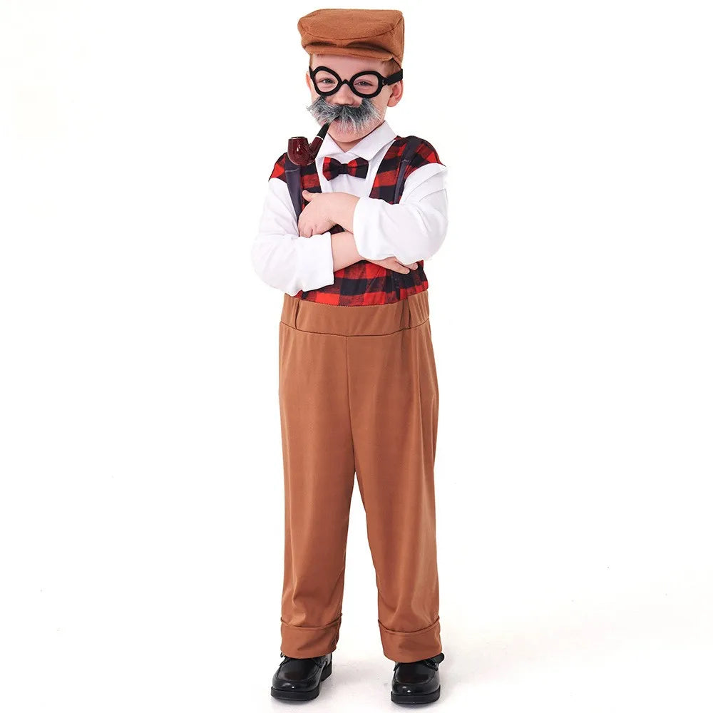 Halloween Children’s Cosplay Costumes – Grandpa & Centenarian Character Performance Wear for Kids Dress-Up & Stage Play