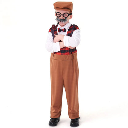 Halloween Children’s Cosplay Costumes – Grandpa & Centenarian Character Performance Wear for Kids Dress-Up & Stage Play