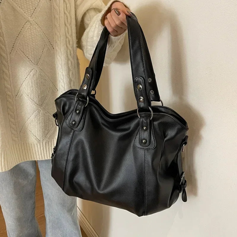 Women’s PU Leather Shoulder Bag – 2026 Fashion Handbag with Soft Interior Compartment, Contrast Color Design, Zipper Closure, Stylish Everyday Purse for Work, Travel & Casual Use