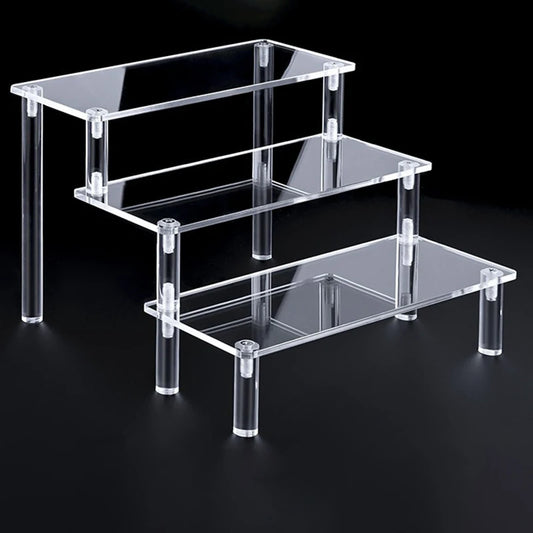 Soporte de exhibición de acrílico – Estante organizador transparente de 1 a 5 niveles para perfumes, muñecas, figuritas y coleccionables