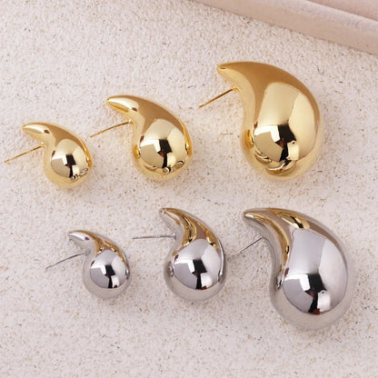 Pendientes de gota de agua gruesos en color dorado de moda 2024 – Pendientes colgantes de lágrima brillantes para mujer, accesorios de joyería de moda llamativos, pendientes de estilo personal y regalo