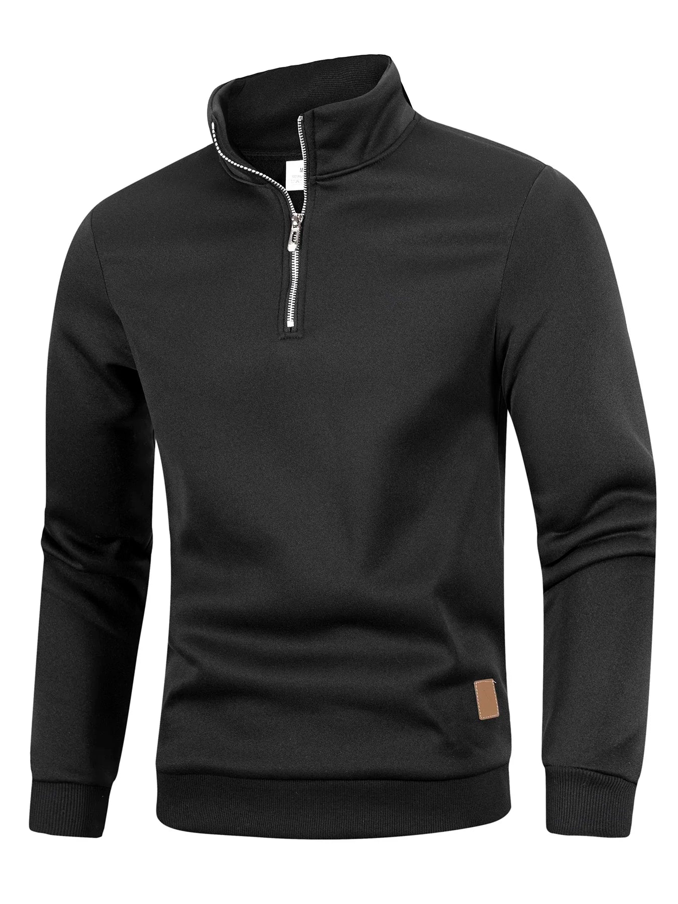 Sudadera de cuello alto con cremallera para hombre – Suéter cálido, jersey de color liso de manga larga, top casual para otoño e invierno