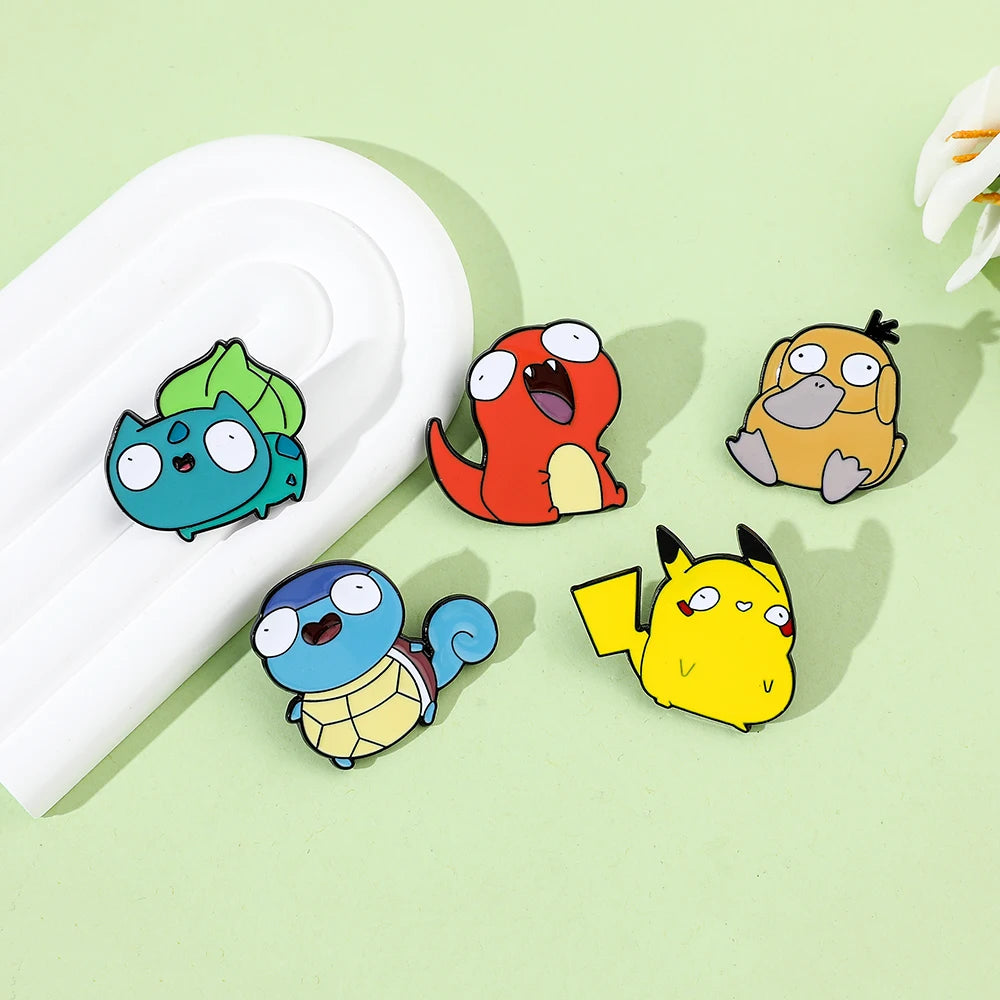 Pokémon Enamel Pin – Pikachu, Bulbasaur, Psyduck & Squirtle Cute Cartoon Brooch Badge