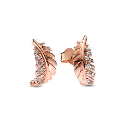 Juego de pendientes de tuerca de plata de ley 925 con hoja cuadrada, sol y luna para mujer, exquisito regalo de joyería europea