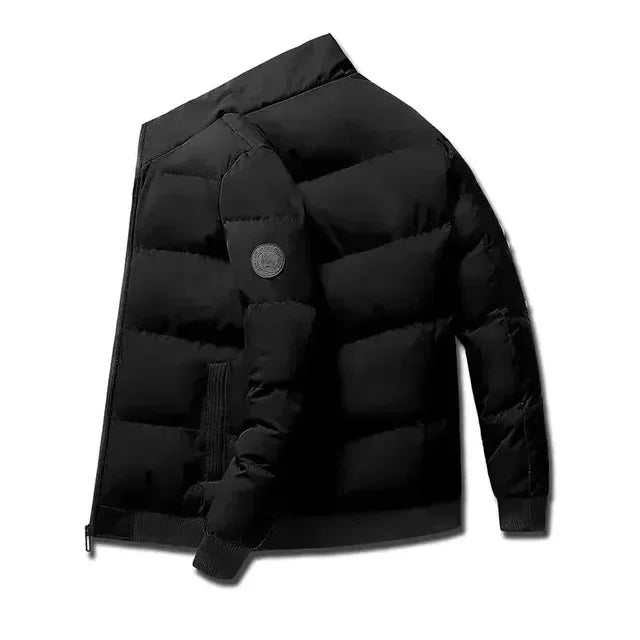 Men’s Short Winter Jacket – Thick Warm Windproof Coat with Zipper & Printed Design, Casual Outdoor Outerwear, Sizes M–5XL