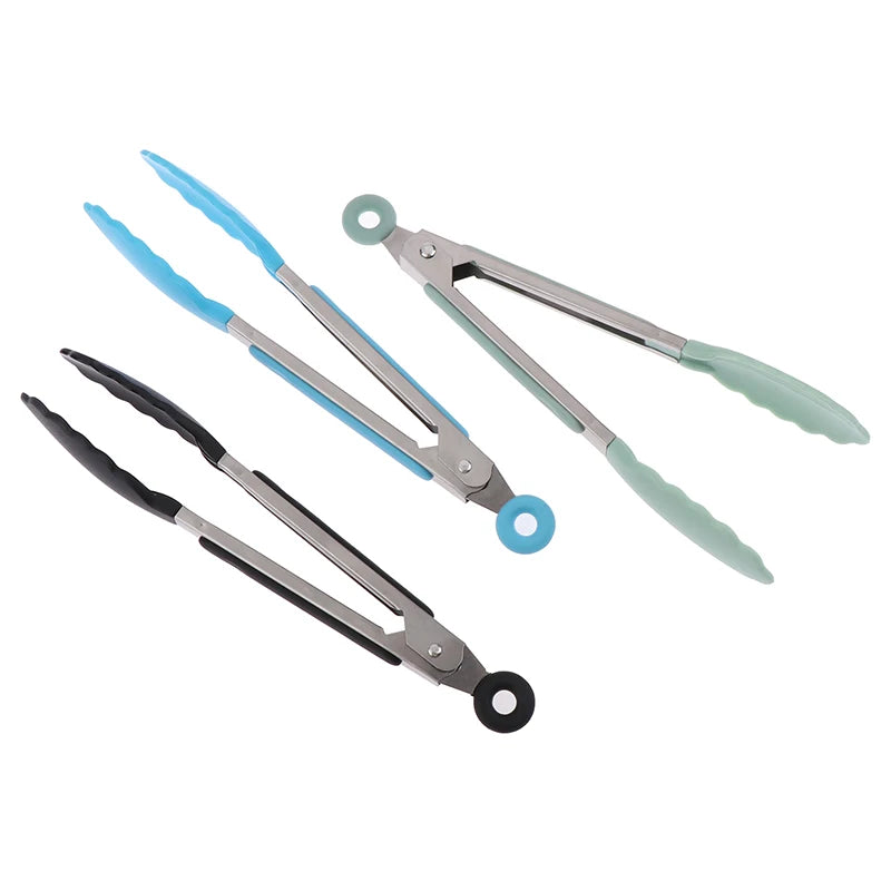 Silicone BBQ Grilling Tongs – Non-Stick Stainless Steel Kitchen Cooking, Salad & Serving Tongs