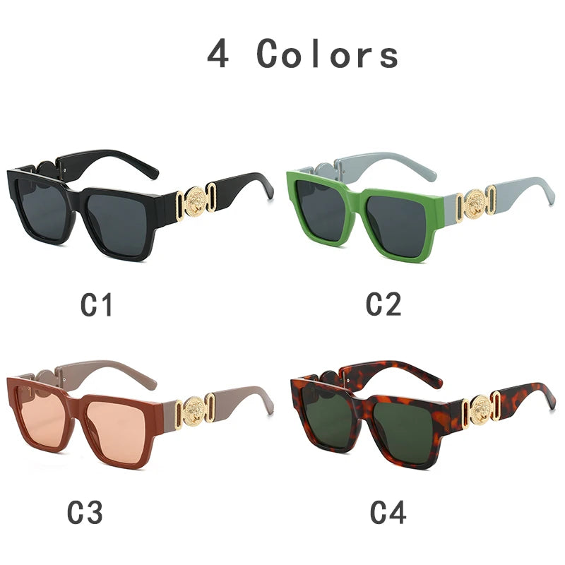 2026 Luxury Designer Sunglasses for Women Men Vintage Square Leopard Print Shades UV400 Outdoor Travel