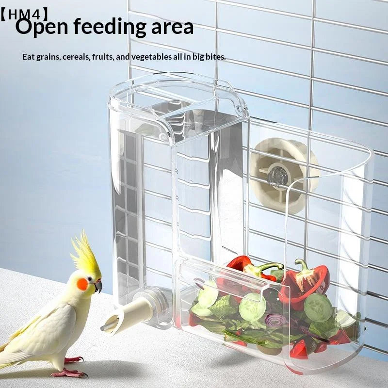 HM4 Automatic Bird Feeder & Water Dispenser – Clear Durable Cage Accessory for Budgies, Cockatiels, Lovebirds & Small Birds