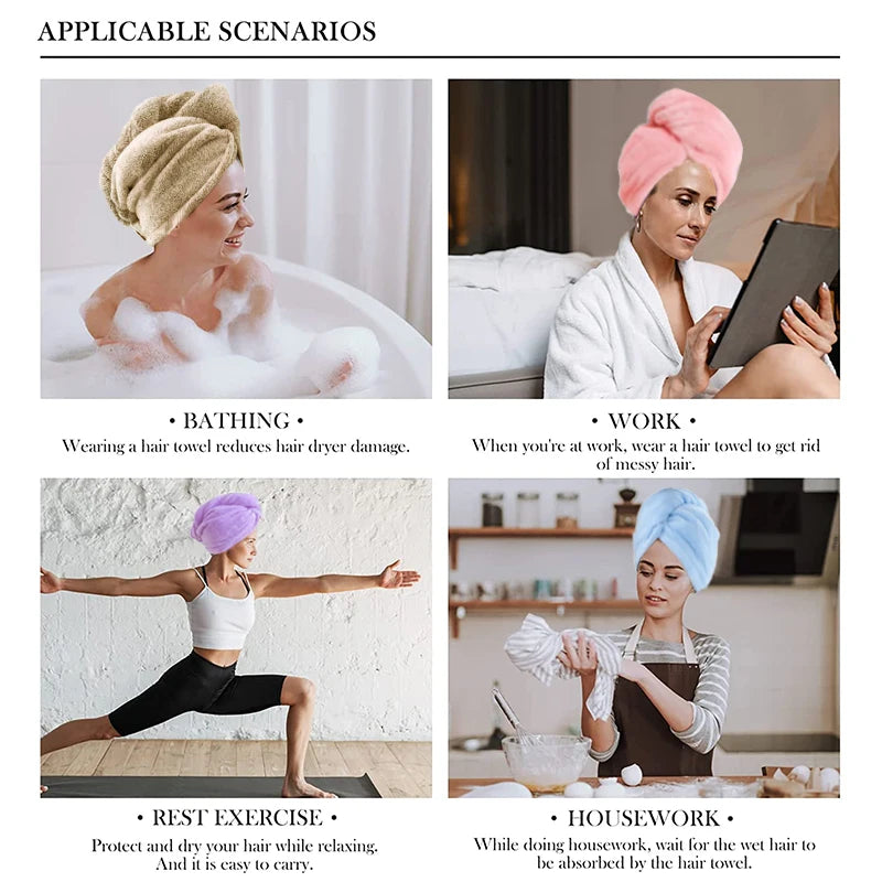 Toalla de microfibra para el cabello – Turbante absorbente de secado rápido para mujer, ducha y spa