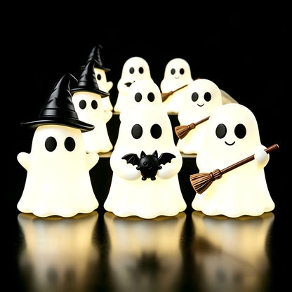 Halloween Luminous Mini Ghost Statue – Cute Glow-in-the-Dark Spooky Ornament for Table Decor, Baking Toppers, Handmade Crafts & Holiday Decorations