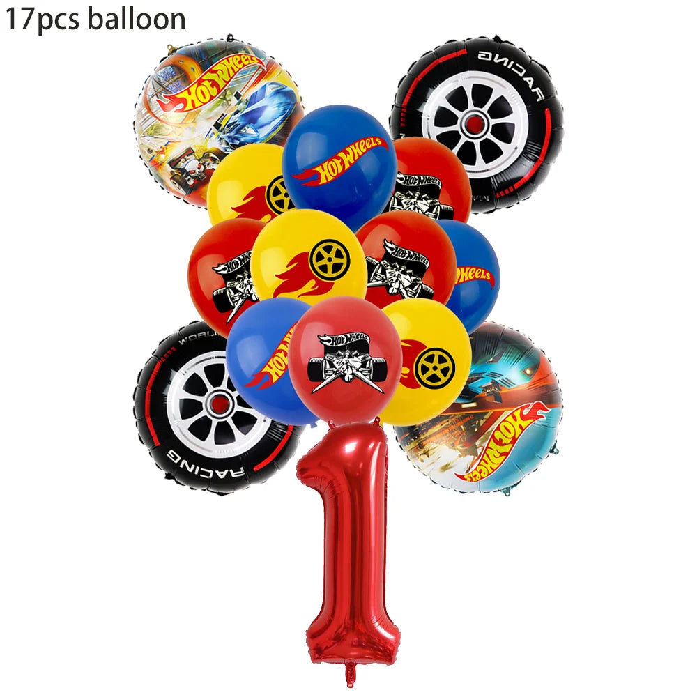 Happy Wheels Racing Party Tableware Set – Racing-Themed Paper Cups, Plates & Banner Decorations with Party Favors for Boys' Birthdays