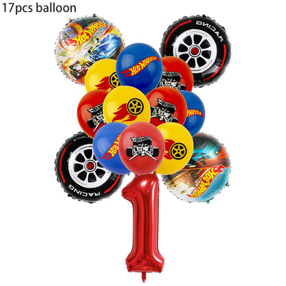 Happy Wheels Racing Party Tableware Set – Racing-Themed Paper Cups, Plates & Banner Decorations with Party Favors for Boys' Birthdays
