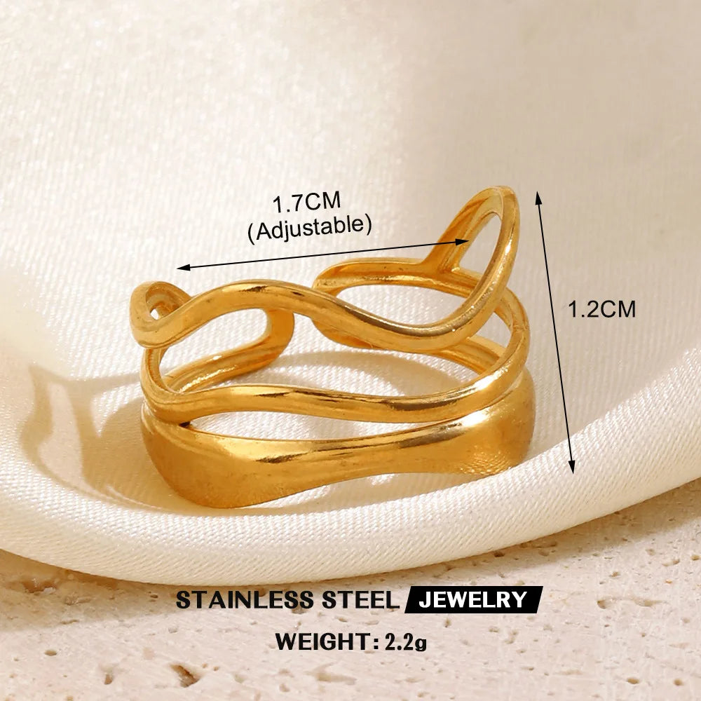 Gold Stainless Steel Heart Ring – Waterproof Hollow Heart Finger Ring for Women | Minimalist Fashion Jewelry Gift