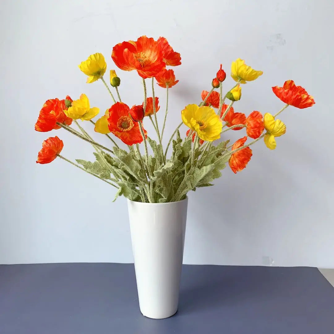 Artificial Poppy Flowers – Realistic Silk Faux Long Stem Flowers for Home Décor, Garden, Wedding Bridal Bouquets, Party Decoration & DIY Floral Arrangements