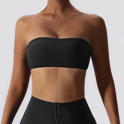 Women’s Strapless Sports Bra – Quick-Dry Tube Top Fitness Yoga Gym Chest Wrap Activewear